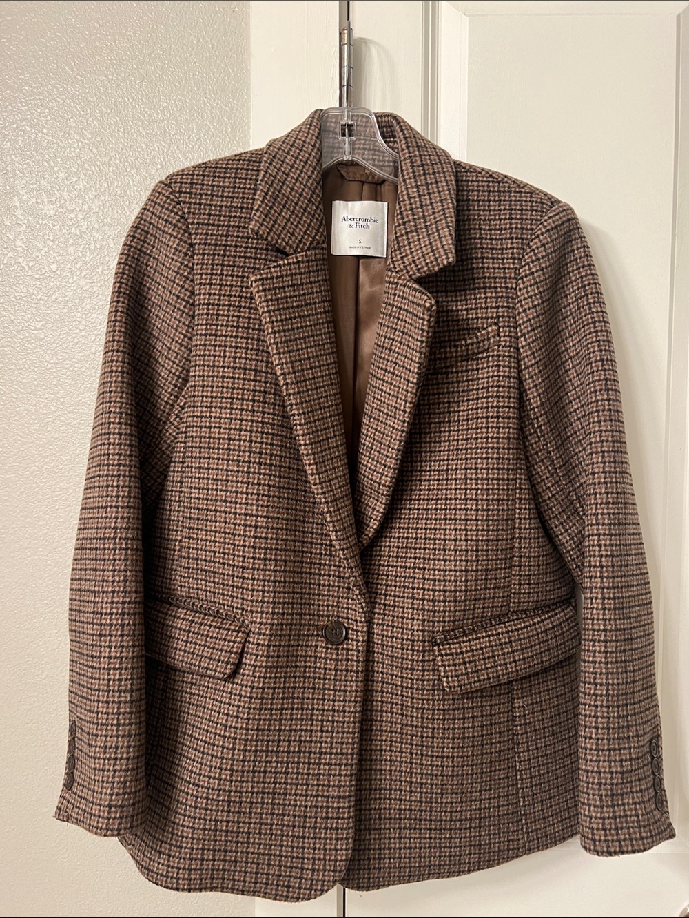 Abercrombie & Fitch: Brown Checked Tailored Blazer